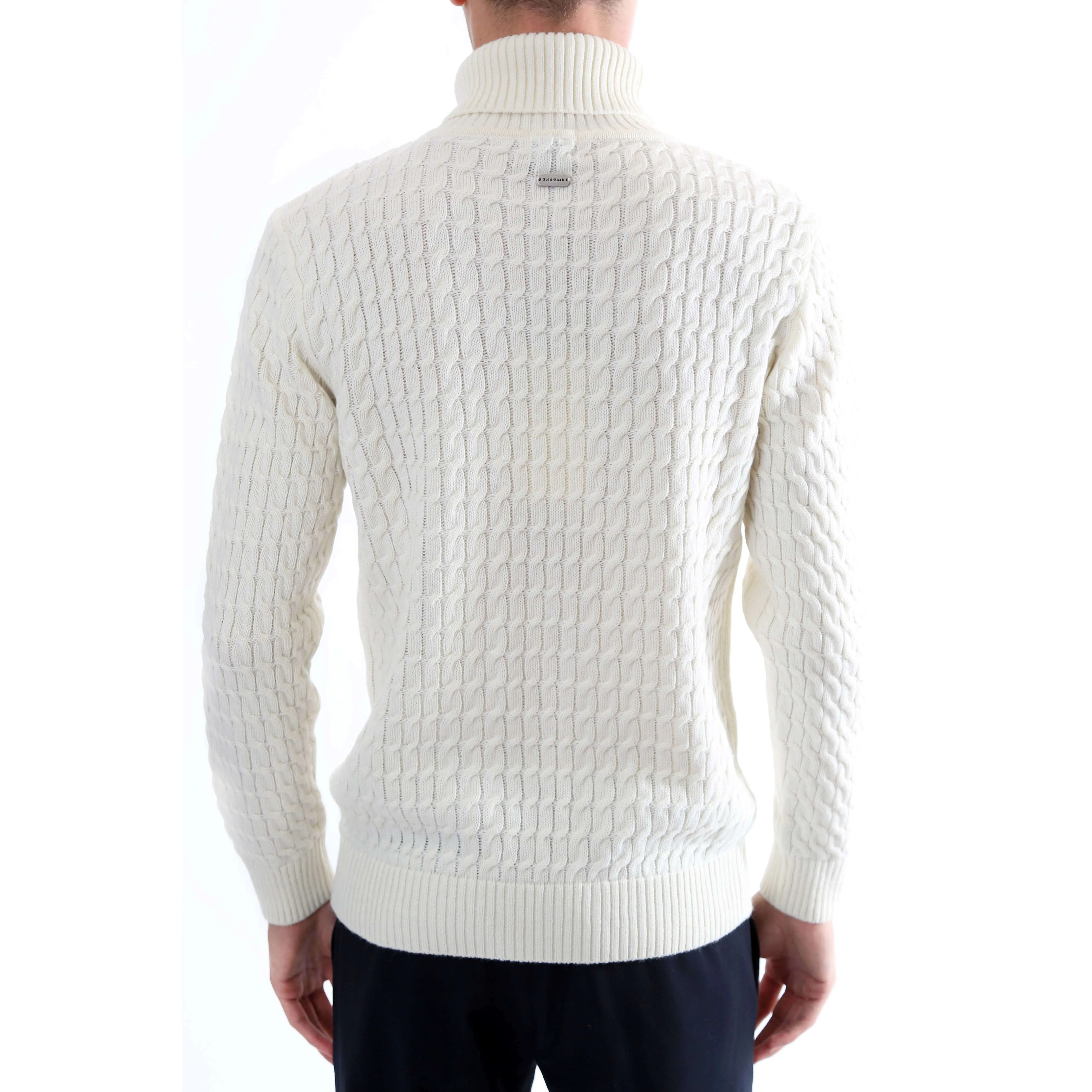 Gold Rush Uomo Maglia Pullover Dolcevita High Neck White