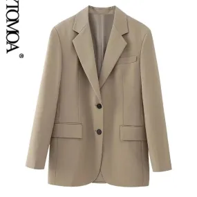 Kpytomoa Donna Moda Cappotto blazer oversize con bottoni sul davanti Cappotto vintage a maniche lunghe con patta Capispalla femm