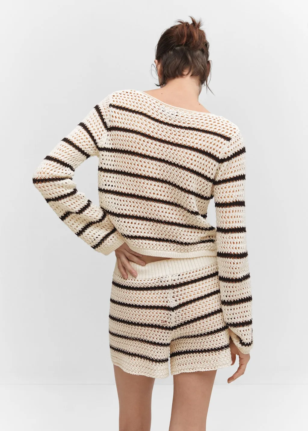 Pullover maglia traforata righe